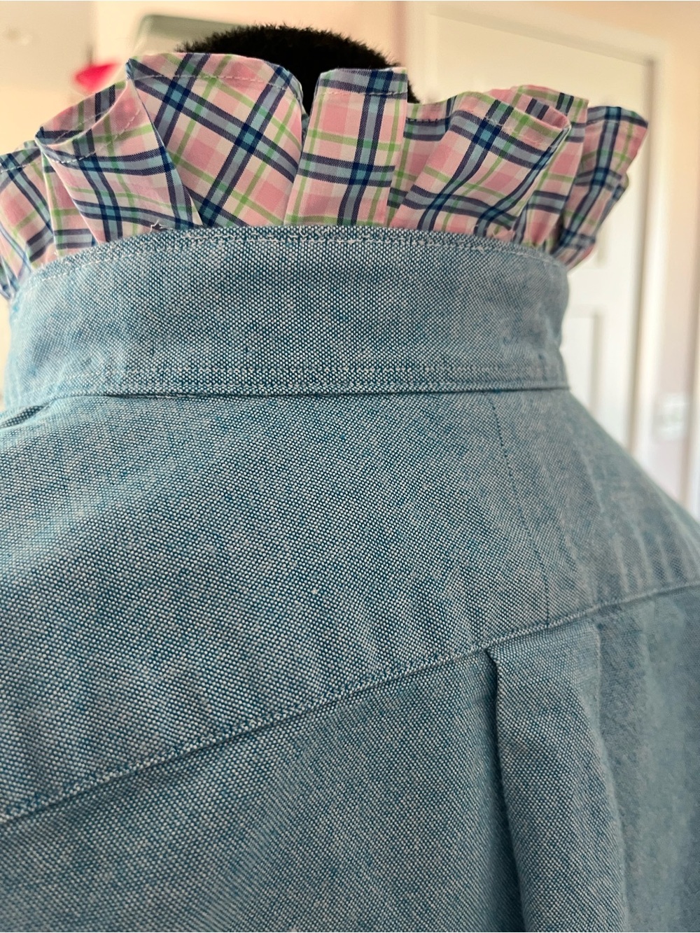Ralph Lauren Lt. Blue Button-Down Oxford Shirt with Ruffle Collar - Picture 5 of 7
